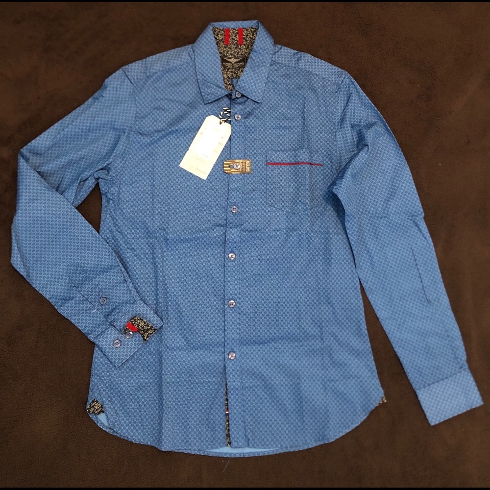 Blue Across The Pond Long Sleeve Dress Shirt